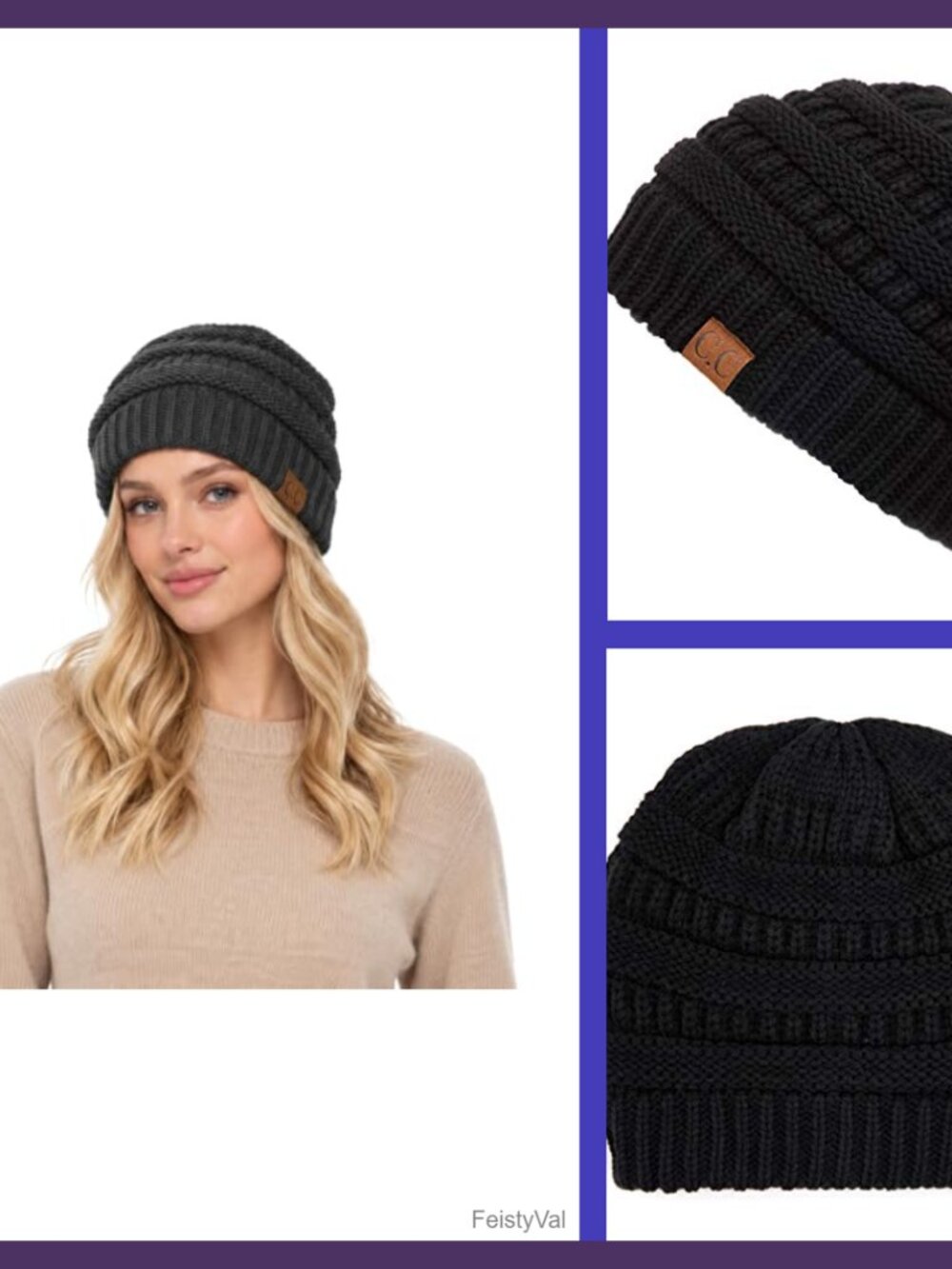Cable Knit Beanie Chunky Soft Warm Acrylic Winter Hat Outdoor